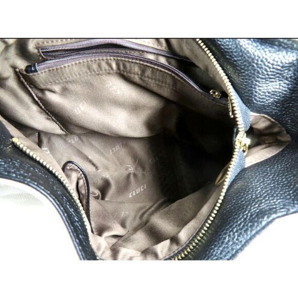 Cluci Leather Purse Womens Shoulder Bag Pebbled Leather White Smooth - Picture 12 of 12